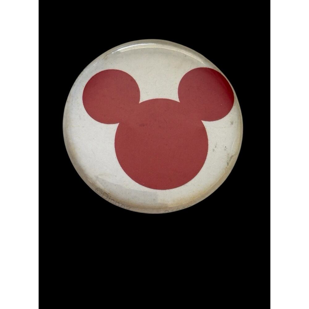 Mickey Mouse Straight Pinback Round Red Circular Vintage Disney 1.25”